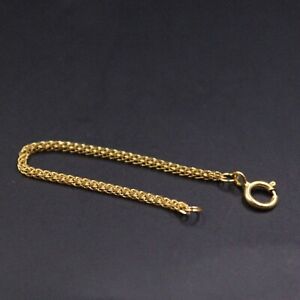 Pure 18K Yellow Gold Wheat Extension Chain For Necklace Bracelet Anklet 2.75''