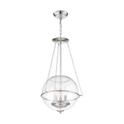 NUVO 60-6952 - Odyssey - Colgante de 3 luces - con vidrio transparente - Níquel pulido Foto 1 de 4