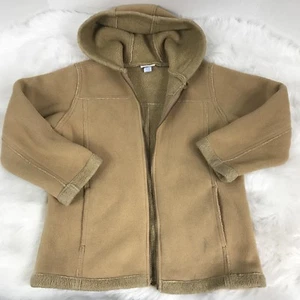 GENUINE GIRL Tan Long Sleeve Hooded Jacket Sherpa Lining Junior Size L 12 / 14 - Picture 1 of 5