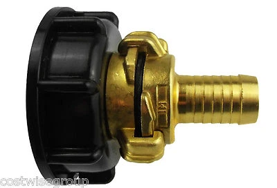 IBC Tank adapter S60X6 with GEKA brass connector + 3/4" hose connection