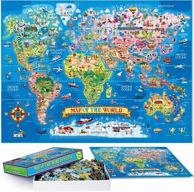 Educational & Learning World Map Jigsaw Puzzle, Geography Puzzle with Continents - Image 1 of 4