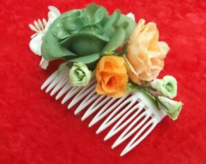 Green/Peach/Ivory Flowers  3" Side Comb -  Wedding Accessory - Clearance Sale