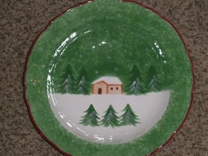 THE CELLAR Log Cabin Christmas Holiday Large Serving Bowl EC - Picture 1 of 3