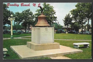 BRADLEY BEACH NJ Firemen Monument UNUSED Postcard Vintage Chrome 1950s - Picture 1 of 2