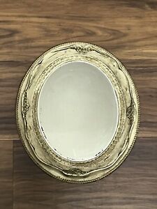 Vintage French Provincial Oval Mirror Gold/Beige Plastic