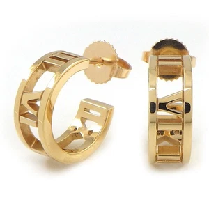 Tiffany & Co. Pierced Earrings Atlas Open Hoop 750(18K) Rose(Pink) Gold - Picture 1 of 7