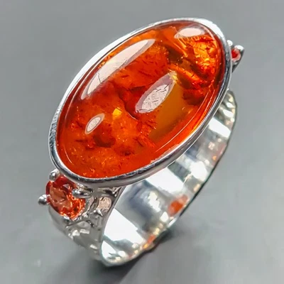 Anillo Vintage 8 quilates Ámbar Natural Anillo Plata de Ley 925 Talla 9/R442628 Foto 1 de 4