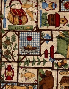 VIP CRANSTON VON LESLIE BECK CAMPING, ANGELN, LODGE, BÄR 3,4 YARDS X 44" W COTTO - Bild 1 von 2