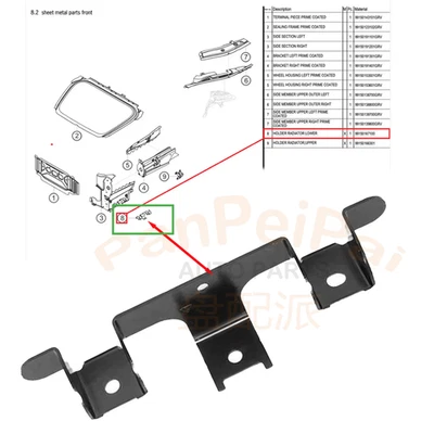 99150167100GRV Fit for Porsche 911 991 718 Front Radiator Lower Support New - Image 1 of 4