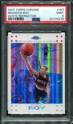 2007 Brandon Roy Topps Chrome White Refractor /99 #107 Trail Blazers PSA 9 - Image 1 of 3