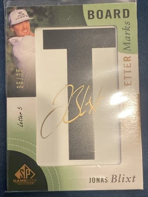 Jonas Blixt Auto 2014 SP Game Used Leader Board Letter Marks “T” #/35 Autograph - Image 1 of 4