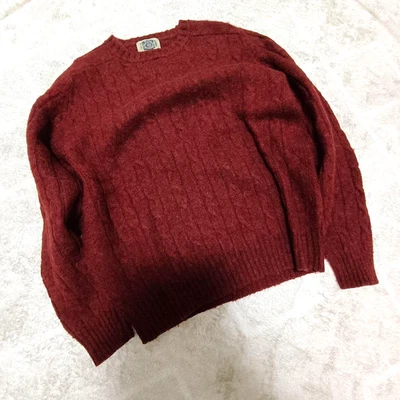 J.Press Shaggy Dog Cable Knit Shetland Wool Sweater Red L Crewneck Classic Japan - Image 1 of 4