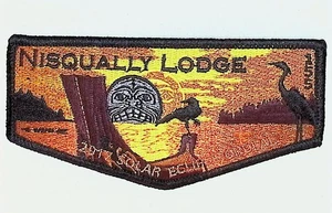 Nisqually Lodge 155 Pacific Harbors WA 2017 Solar Eclipse Flap BLK Bdr (PK1222) - Picture 1 of 2