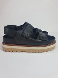 CLARKS "ORIANNA SEA" BLACK LEATHER/CHUNKY PLATFORM SANDALS UK 5 D RIPTAPE - Picture 1 of 8