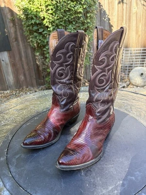 Botas vaqueras vaqueras vintage Nocona Lizard para hombre talla 8 D hechas en EE. UU. Foto 1 de 4