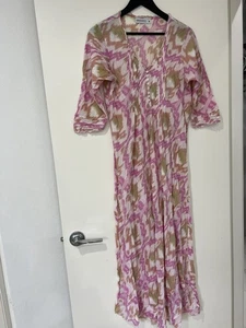 One Season Printed Half Sleeve Maxi Shirt Dress Pink Size Medium - Picture 1 of 11
