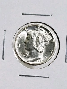 Silbermünze 1942-D Merkur Groschen Stempelglanz - Bild 1 von 6