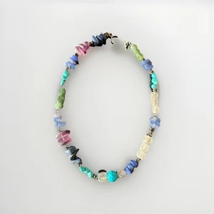 Vintage Natural Polished Chunky Stone 20" Necklace Multiple Gems Immaculate - Picture 1 of 9