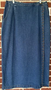 Falda Stonebridge Denim Envolvente Imitación Gamuza Ribete con Bolsillos Talla 16W Nueva con Etiquetas - Imagen 1 de 5