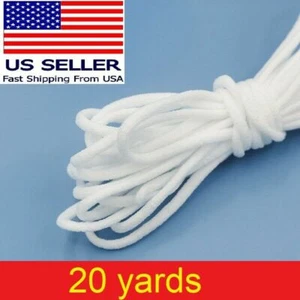20 yard 1/8" Round Elastic Band Rope Cord Ear Hanging Tape Sewing For Face Masks - Picture 1 of 9