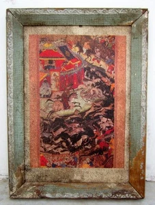 vintage Rare King Queen Hunting Hand Oil Canvas Beautiful Painting Collectible - Picture 1 of 8