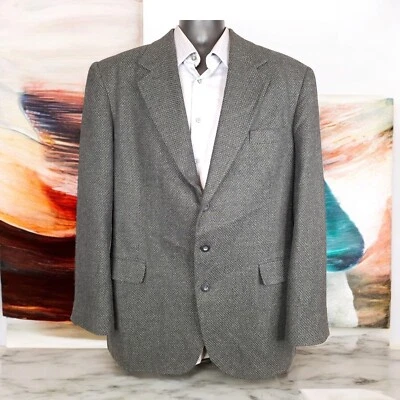 Abrigo Deportivo Chaqueta Haggar De Colección Para Hombre 44L Gris Marrón Tejido 3 Botones Sin Ventilación Foto 1 de 4