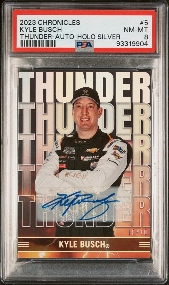 2023 Chronicles Kyle Busch Thunder Holo Silver Auto 10/10 PSA 8 - Image 1 of 2