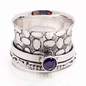 Amethyst Gemstone Silver Plated Handmade Jewelry Spinner Ring Size US 6.5 R10937 - Picture 1 of 3
