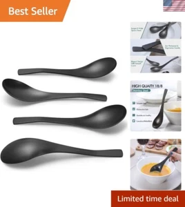 Durable Matte Black Table Spoons - Rust Resistant Stainless Steel, Set of 6 - Picture 1 of 8