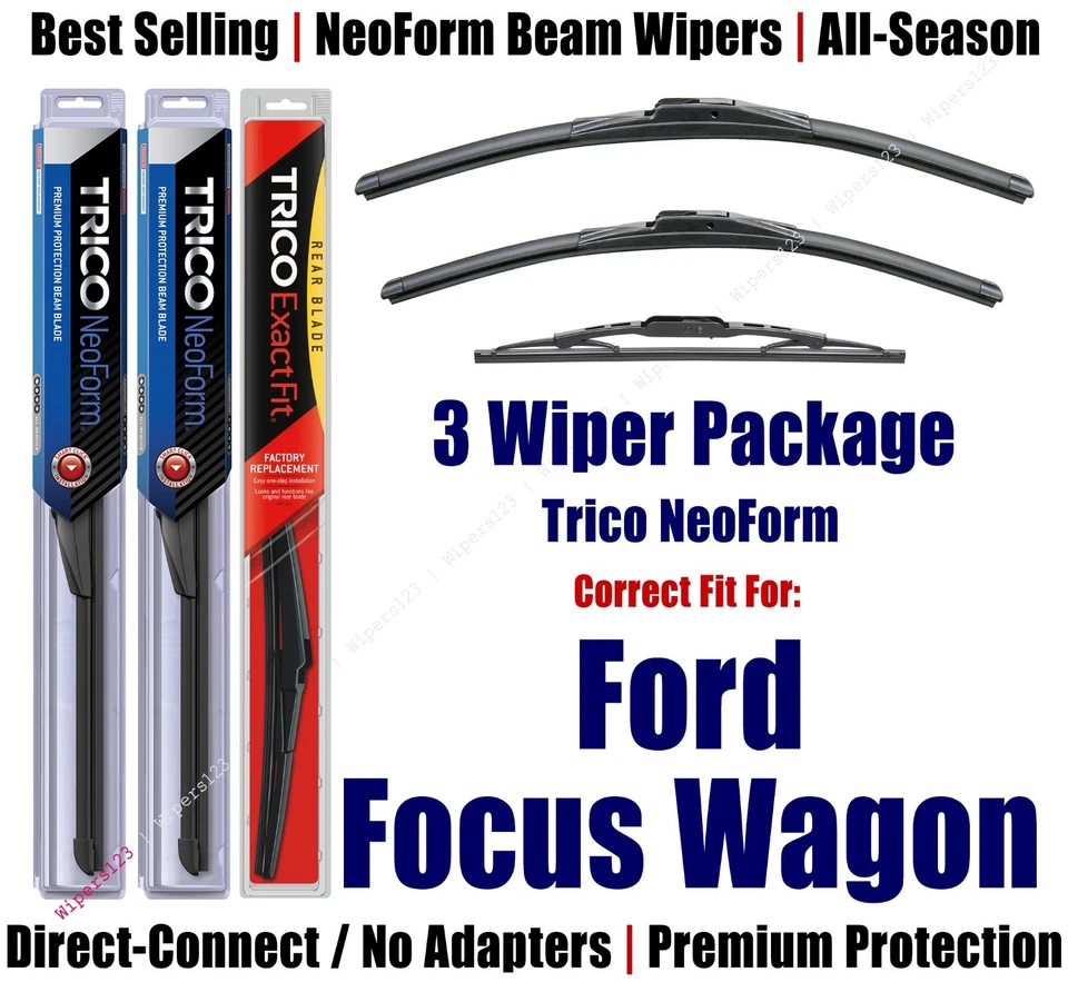 3pk Wipers Front & Rear NeoForm - fit 2000-2007 Ford Focus Wagon 16220/190/10-1 - Image 1 of 1