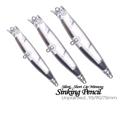 20PCS 7.5CM/9CM/9.5CM Sinking Silent Pencil Unpainted Bait Blank Fishing Lure - Image 1 of 4