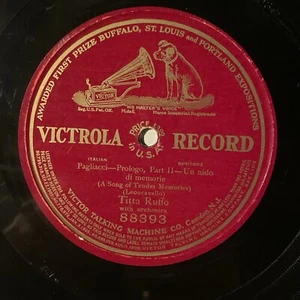 12" 78 RPM-Titta Ruffo-Pagliacci Prologo Part II Un nido/Victrola 88393 - Imagen 1 de 3