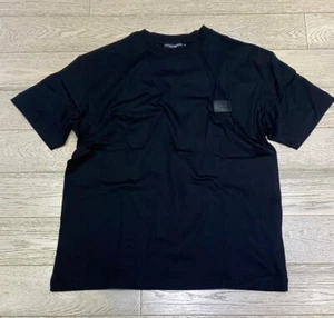 Dolce Gabbana T-shirt Black Leather Logo Plaque Size 46 S - Picture 1 of 6