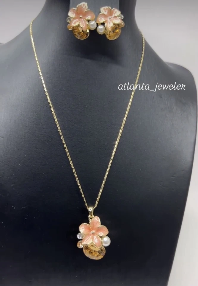 Veinnois Chapado en Oro 18K Collar Cadena Esmalte Esmalte Colgante Redondo NUEVO EE. UU. Foto 1 de 1