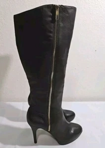 Vince Camuto High Leather Boots Emilian Brown Platform Women's Size 8 M - Picture 1 of 11