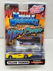 2004 MUSCLE MACHINES NITRO COUPE YELLOW THUNDER 03 CORVETTE DAN NICKELSON NEW ON - Picture 1 of 4