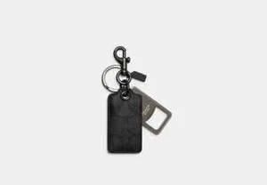 COACH CF131 CHARCOAL SIGNATURE KEY RING BOTTLE OPENER NEW NWT - Picture 1 of 2