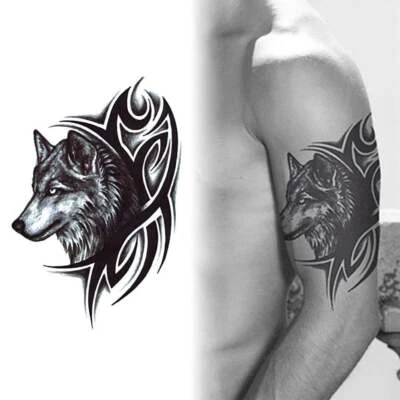 OPAL Mode Wolf König Hund Männer Frauen Mode cool lustig temporär wasserdicht Tattoo