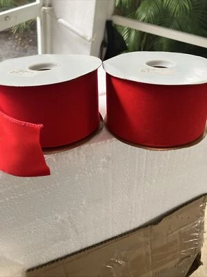2 Rolls Of Red Ribbon 3”x 20 Yds - Image 1 of 4