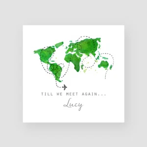 Tarjeta de buena suerte personalizada hecha a mano para viajar mundo aventura salir año sabático - Imagen 1 de 4