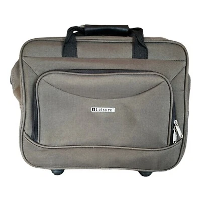 Leisure Rolling Briefcase Carry On Travel Bag Laptop Case Green Canvas Wheels - Image 1 of 4
