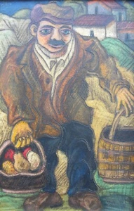 Beppe SERAFINI (Montelupo Fiorentino 1915-1987) Contadino OLIO cm 30x20 - Bild 1 von 9