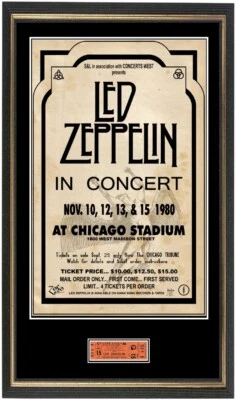 Led Zeppelin 1980 Chicago Concert Poster & Ticket set Tour Ready to frame Bonham - Image 1 of 2