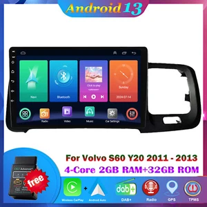 9" Android 13 Autoradio DAB+ CarPlay OBD GPS SatNav für Volvo S60 V60 2011-2018 - Picture 1 of 23