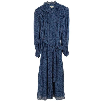 Boden Blue Floral Ruffle YOKE Midi SHIRT Dress Long Sleeve WOMEN 8P - Image 1 of 4