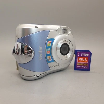 Vivitar Digital Camera Vivicam 3785 3.0MP Blue Silver Tested - Image 1 of 4