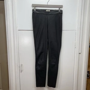 Hush Trousers Lamb Leather Black Skinny Stretch Elastic Waist UK 12 Women’s - Picture 1 of 6