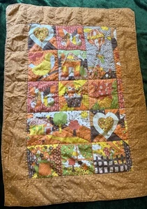Vintage Quilt Lap Blanket Throw Handmade Retro 70s Cottage core boho Farm - Picture 1 of 11