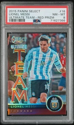 2015-16 Panini Select Lionel Messi Ultimate Team Red Prizm /199 PSA 8 NMMT #16 - Image 1 of 2