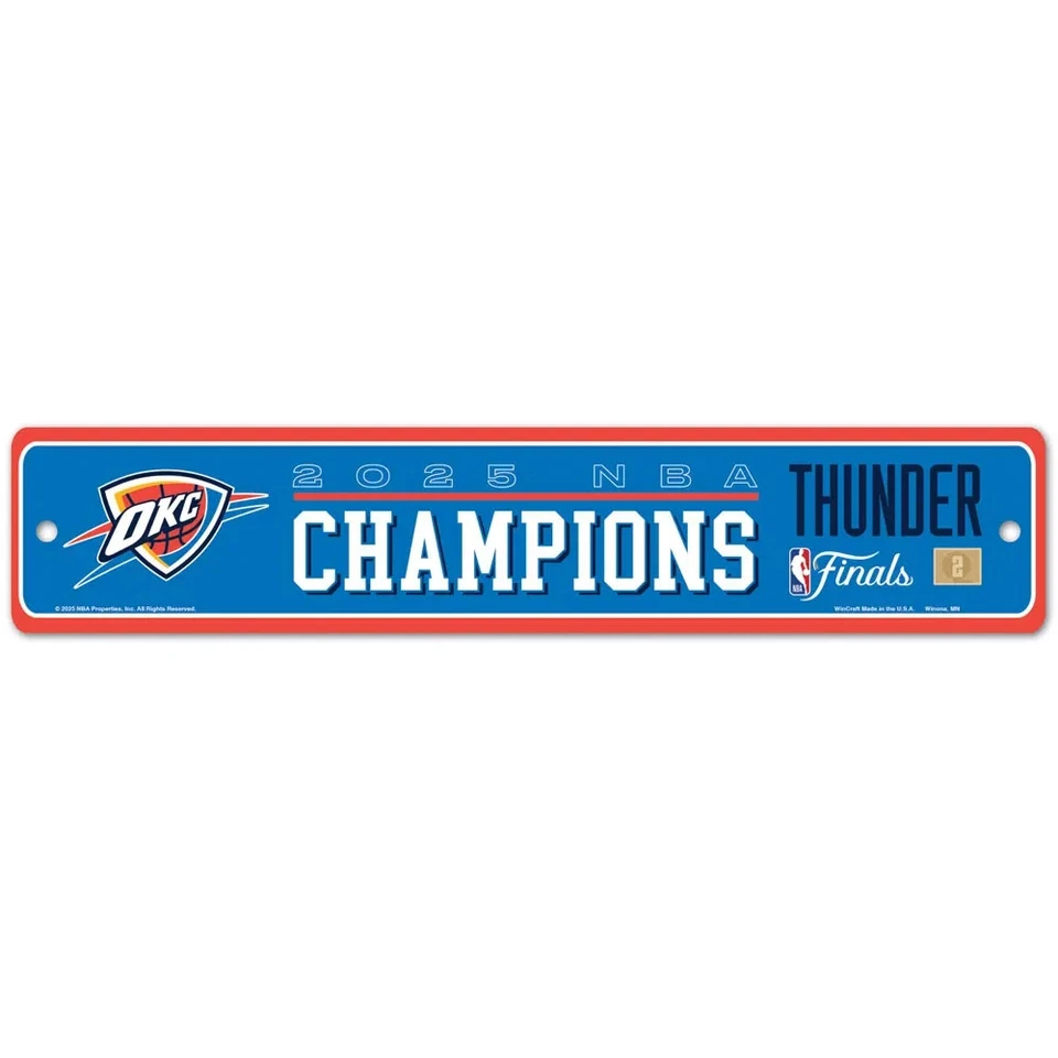 Oklahoma City Thunder Wincraft 2025 NBA World Champions Street Sign 3.75x19 - Image 1 of 1
